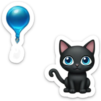 Black Cat with blue eyes holding Kazakhstan tenne sticker