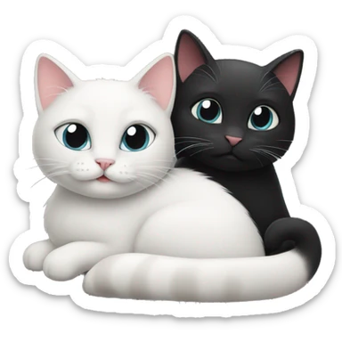 Black cat and white cat in love sticker