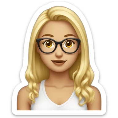 Una chica rubia de 17 años con gafas sticker