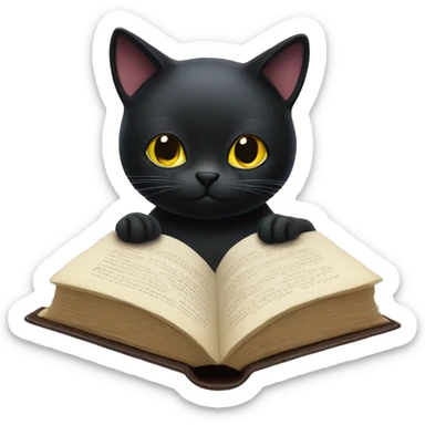 A black cat reading a book sticker