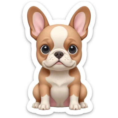 Fawn pied Frenchie dog in soft pastel colors,authentic claymation style with matte plasticine texture and visible fingerprints sticker