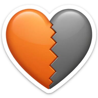 Make a half gray and half orange heart emoji (left is gray and right is orange) sticker