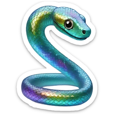 Sparkly glossy Pastel iridescent glass snake sticker