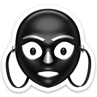 Black latex gimp mask white edge sticker