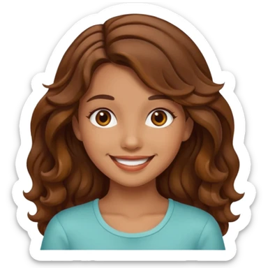 A pretty girl with tan skin and brown wavy hair sticker