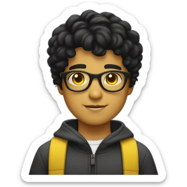 boy with yellow tinted glasses and combed black hair  sticker