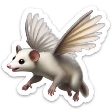 Adult wild opossum flying with wings  sticker