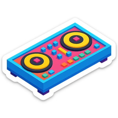 DJ turntables with a sleek design and vibrant colors sticker
