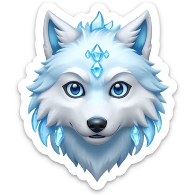 fantasy ice wolf character, glowing blue eyes, icy fur, snow aura, 3D cartoon, mobile game icon style, clean background, no text, no watermark



 sticker