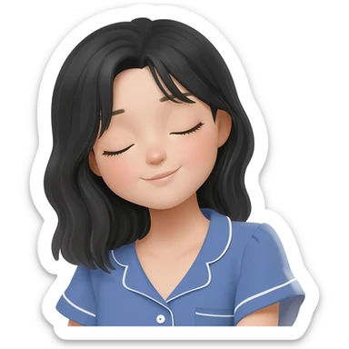 haz una niña con pelo negro ojos cafes y que este durmiendo sticker