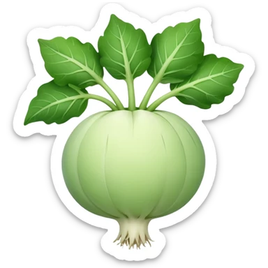 a kohlrabi with leaves, simple, clear sticker