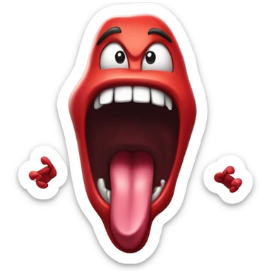 Anthropomorphized Screaming Tongue
A wild, bright-red tongue with arms and expressive eyes, mid-scream. Veins pulse along its sides as it stretches out, radiating raw emotion and energy like a rock star hitting a high note. sticker