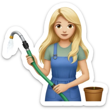 blonde long hair female gardener hose sticker