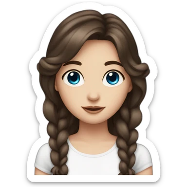 Cute girl sirens on roch with a dark brown hair and blue eyes sticker