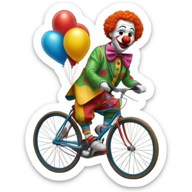 A clown on a bicycle  sticker