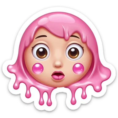 rolling eyes with bubble gum drips sticker