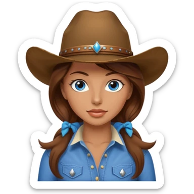 Sexy Cowgirl brown hair, estroil blue sticker