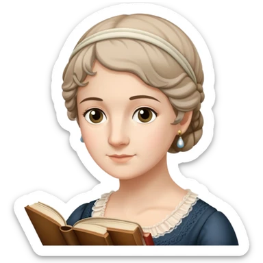 jane austen looking at a book sticker