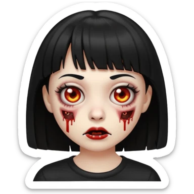 zombie emoji girl with short bangs and black hair sticker