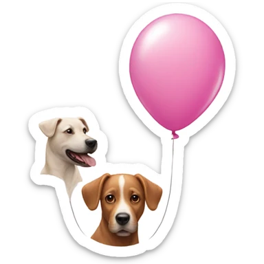 Pink balloon, dog animal sticker