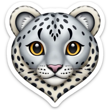 snow-Leopard-patterned heart sticker