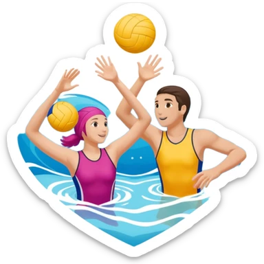Natación  y voley en un corazón de colores  sticker