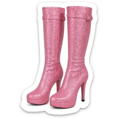 pink kpop idol stage boots, sparkly and fashionable sticker