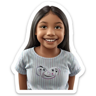 smiling girl in striped shirt sticker
