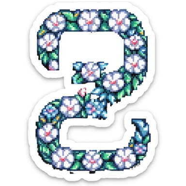 Pixel art number 6 with pearl decorations sticker