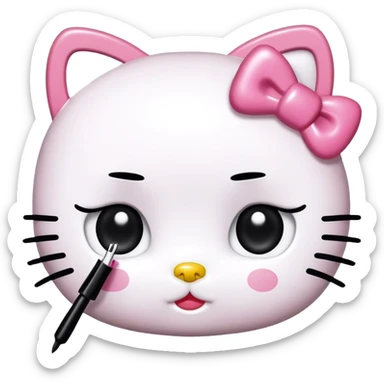  hello Kitty SANRIO holding an eyelash mascara spoolie sticker