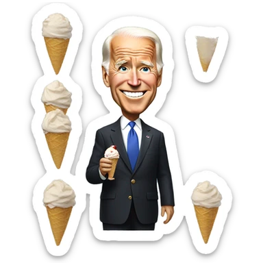 Joe Biden with ice cream sticker