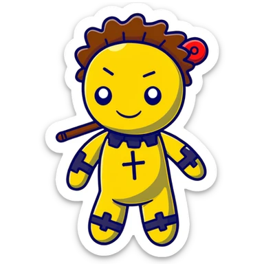 black and yellow voodoo doll sticker