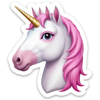head of an anthropomorphised female unicorn horse, looking straight ahead, relaxed pose sticker