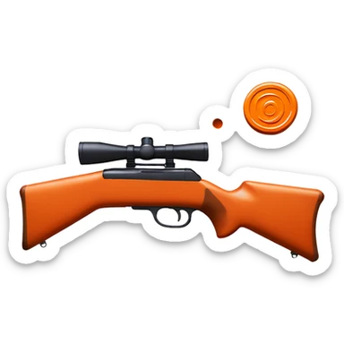 Shotgun and orange clay target in clay pigeon/target shooting sticker