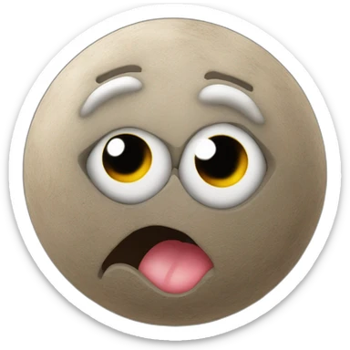 3d sphere with a cartoon dirt texture with big stupid eyes sticker