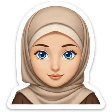 Turkish beautiful finish Konya girl blue eyes with hijab and islamic dress she’s Winking  sticker