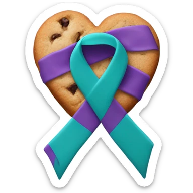 Purple teal Suicide awareness ribbon, heart cookie sticker