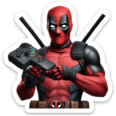 Deadpool holding xbox controller sticker
