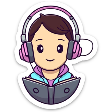 excited gamer girl in headphones sticker