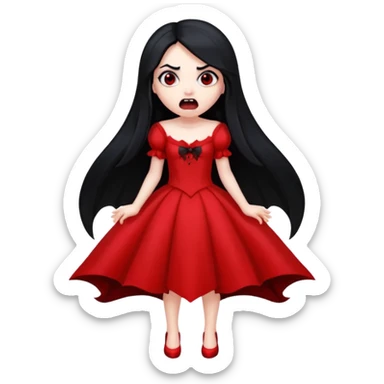 Cartoon vampire girl with a shocked expression, full body  sticker