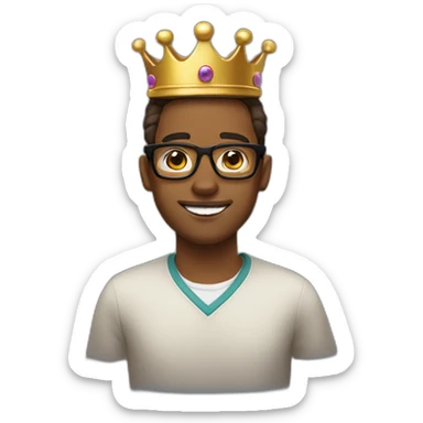 brown skinned nerd with glasses and a crown and a golden tooth sticker