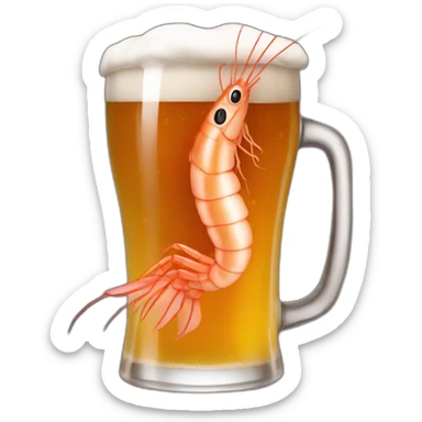 Shrimp jump into beer sticker