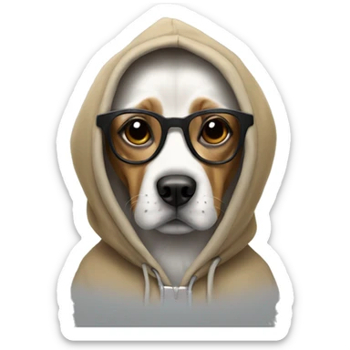 dog with a hoodie and glasses sticker