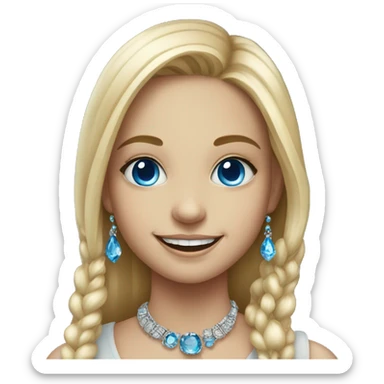 smiling girl in jewelry portrait with blue eyes sticker