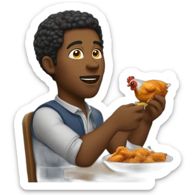 Black man eating chicken sticker