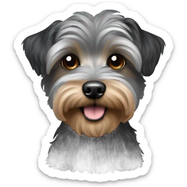 Grey and black yorkiepoo sticker