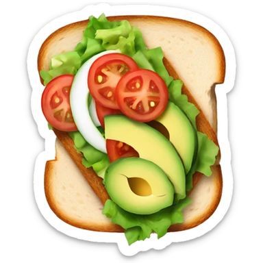Whole grain sandwich with salad tomato and avocado without seed sticker