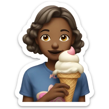 Girl with finger in nose and a ice cream in mouth sticker