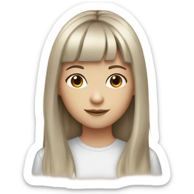 Brown haired white girl with bangs and long hair sticker