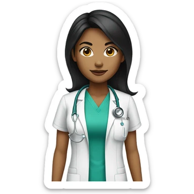Light brown skin black hair surgeon female sticker